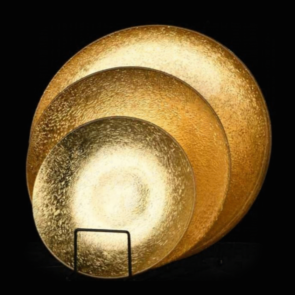 VIP Gold Foil Glass 3 plates set - 1 set of 3 plates