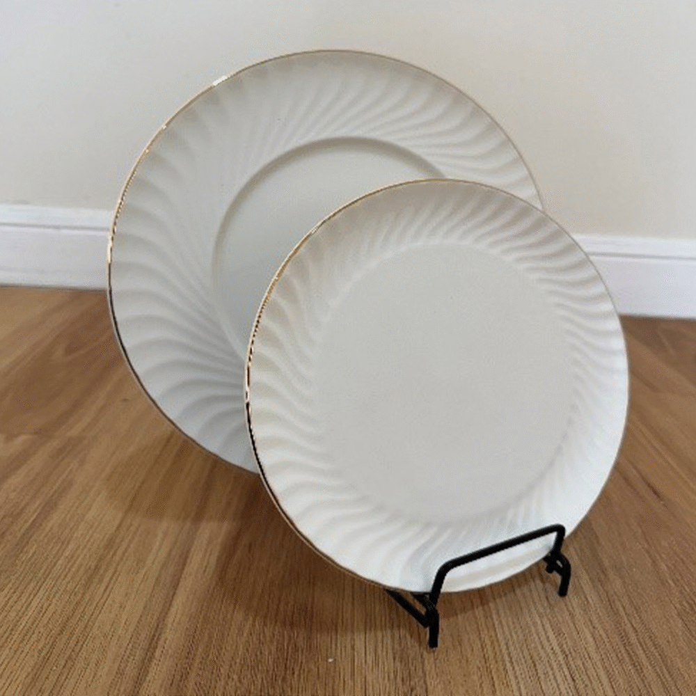 Bone China Gold rim ceramic white plates
