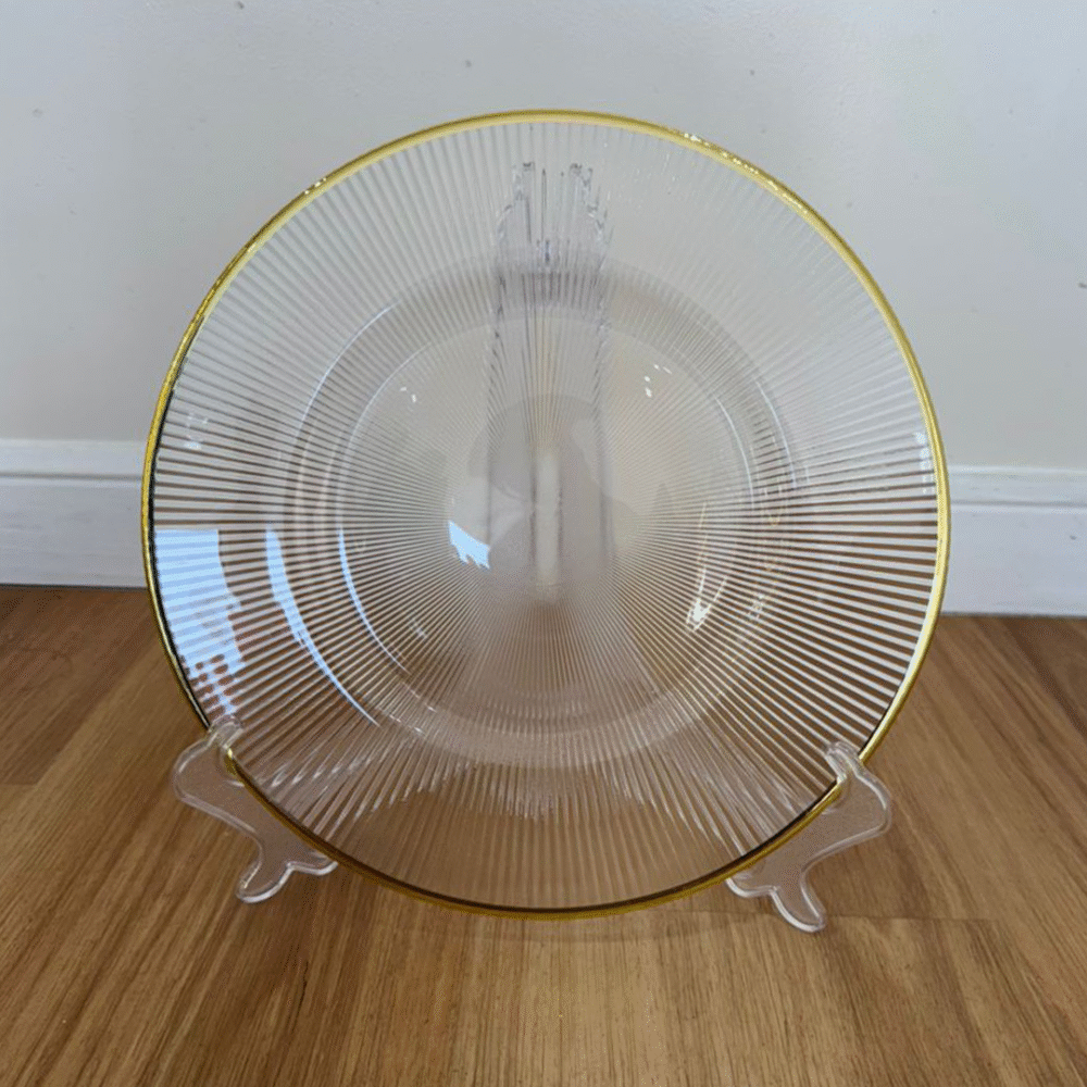 13’’ G old rim fishbone charger plate - Glass Charger