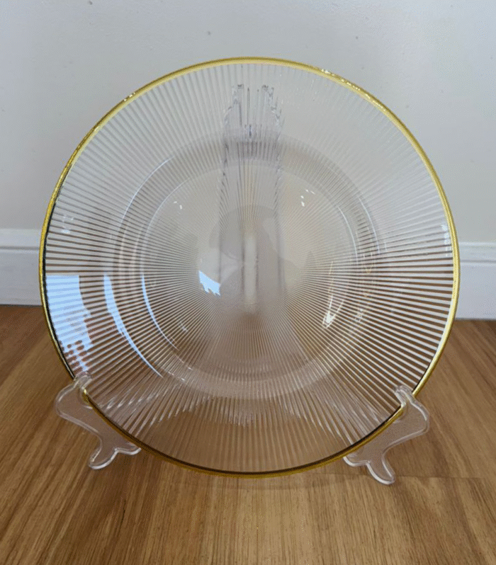 13’’ G old rim fishbone charger plate - Glass Charger