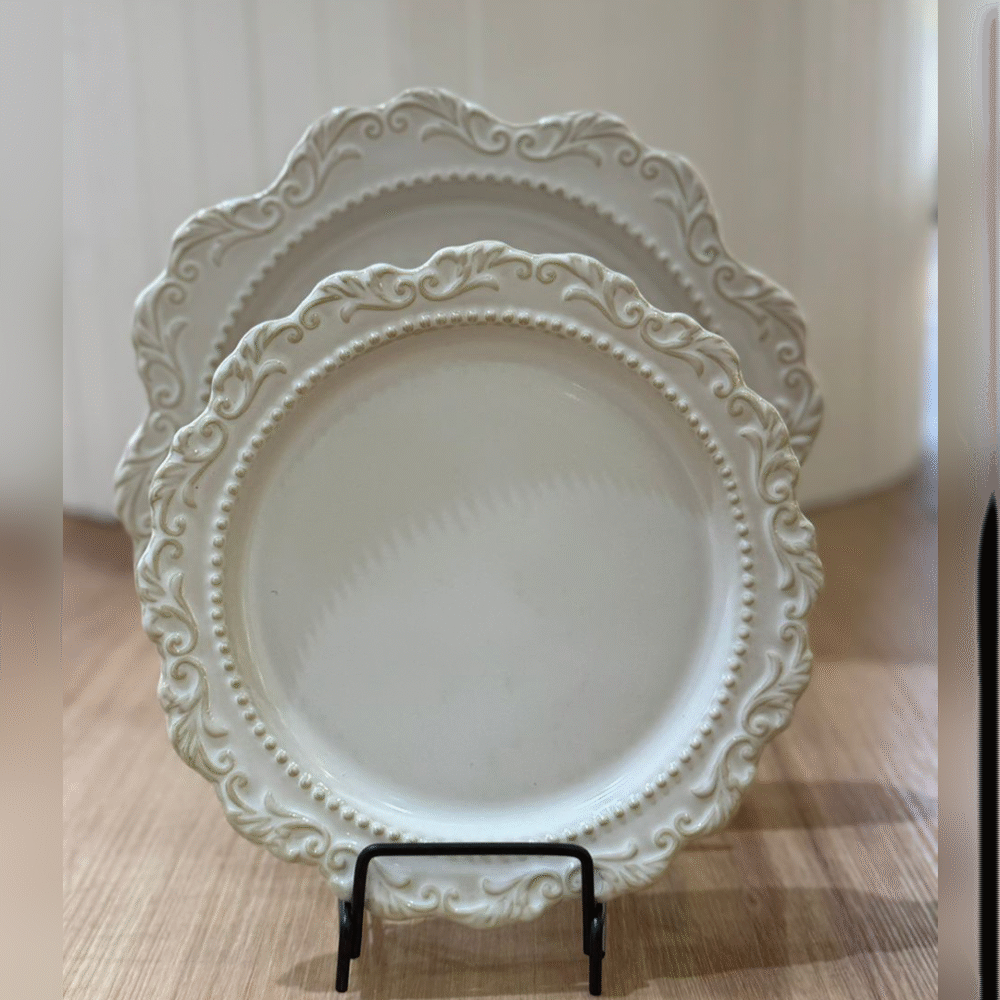 VIP White Ceramic 2 plates set