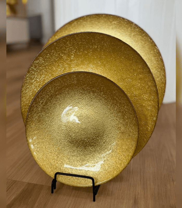 VIP Gold Foil Glass 3 plates set - 1 set of 3 plates
