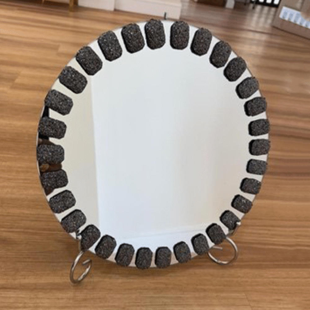 Glass Charger 13’’ Clear Mirror with grey sparkly stones