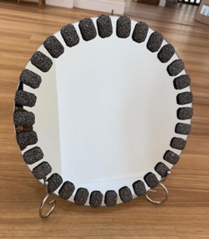 Glass Charger 13’’ Clear Mirror with grey sparkly stones