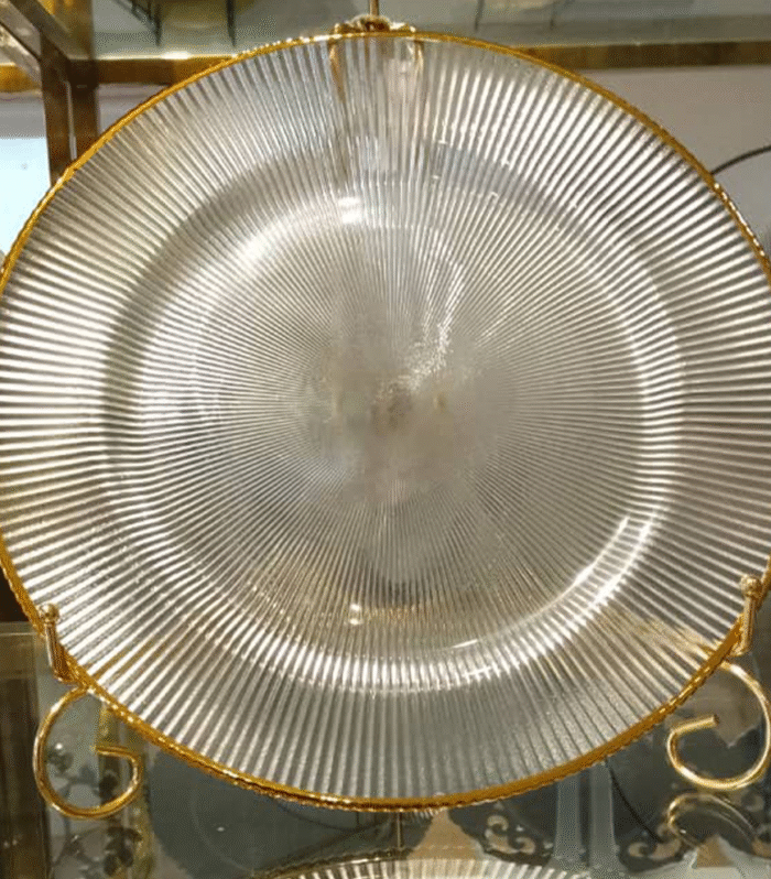 13 INCHES Gold rim fishbone charger plate