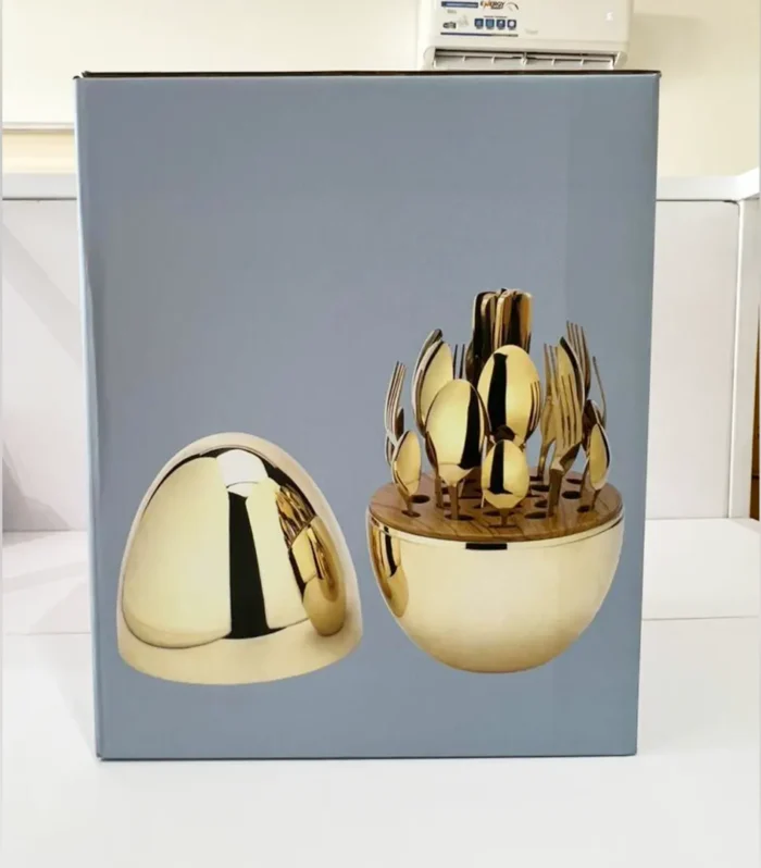 Dome Moon Egg Shaped Cutlery Case with Cutlery