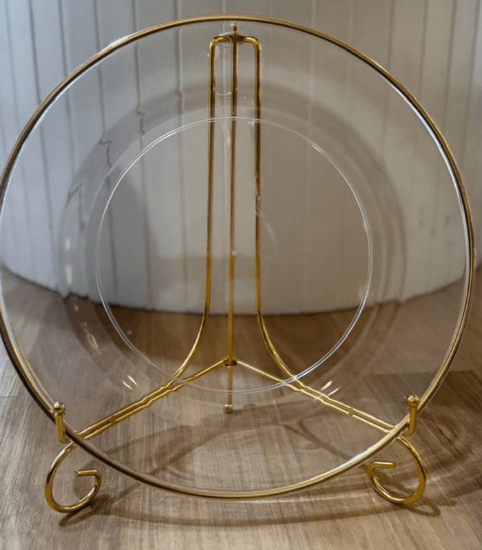 13 INCHES GOLD RIM CLEAR GLASS PLATE