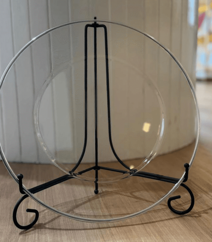 13 INCHES SILVER RIM CLEAR GLASS PLATE