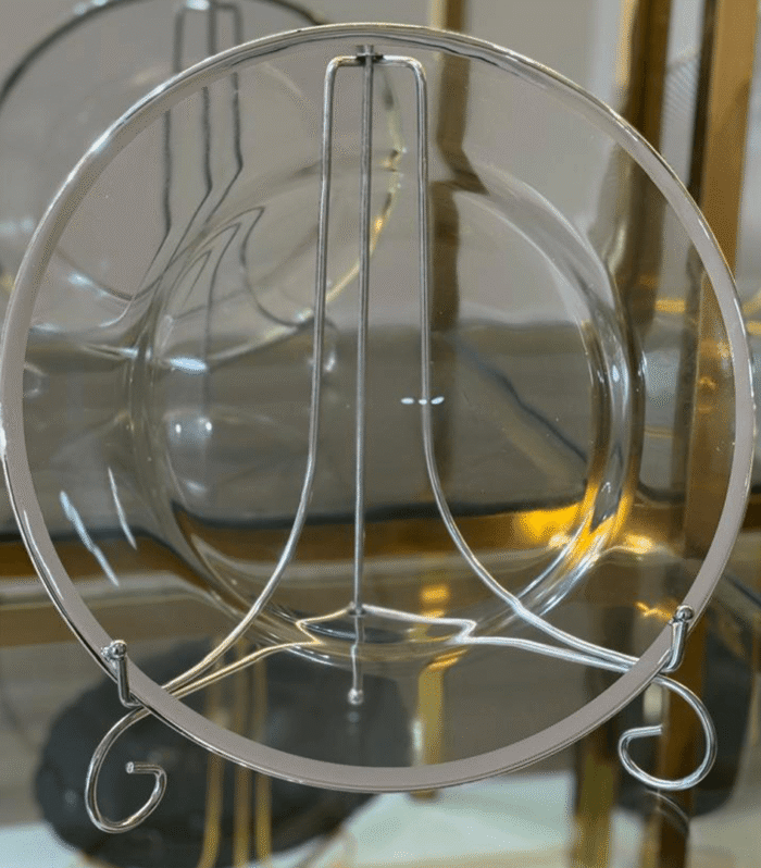 13" Silver Rim clear glass charger plate