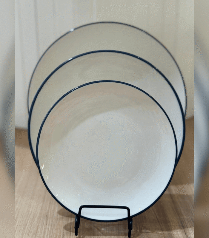 Blue rim and white Dinner set