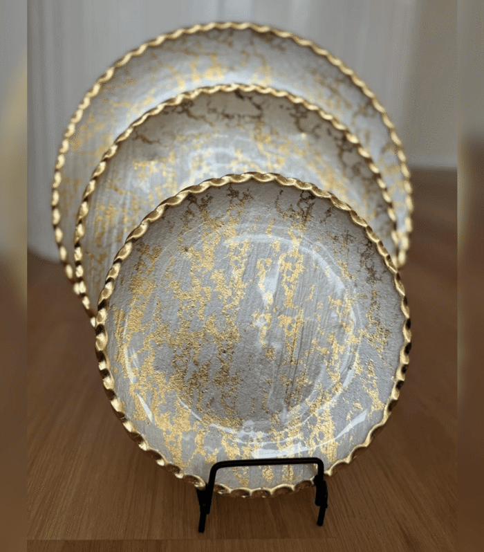 Gold mosiac plate 1 set of 3 plates