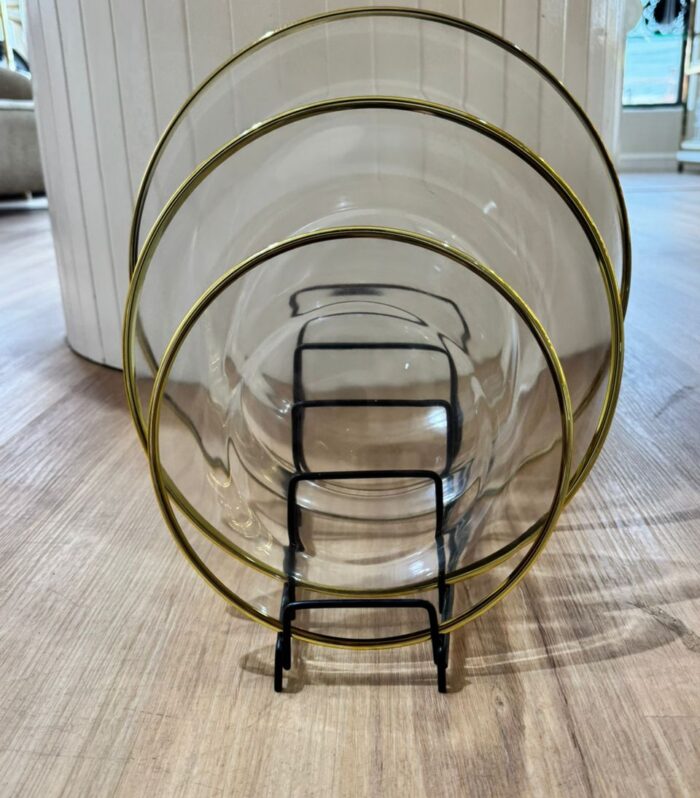 Gold rim glass charger plate - 1 set of 3 plates