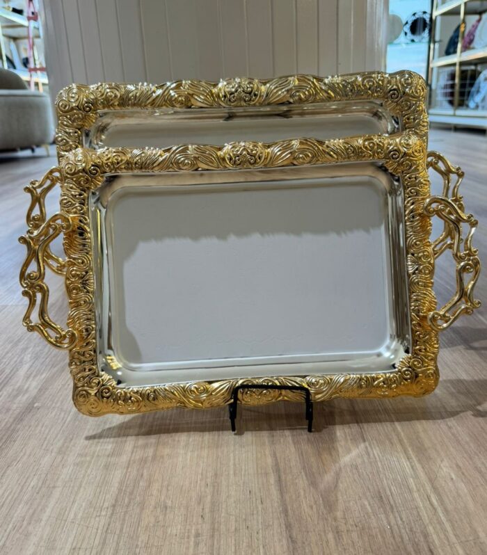 Golden rim tray - 1 set of 2