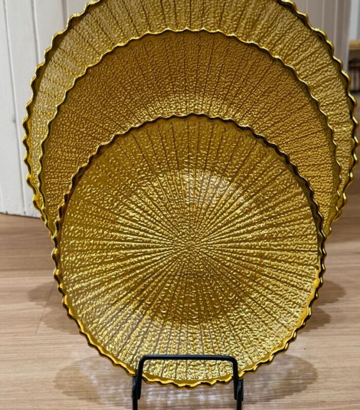 All Gold Glass VIP fishbone 3 plates set